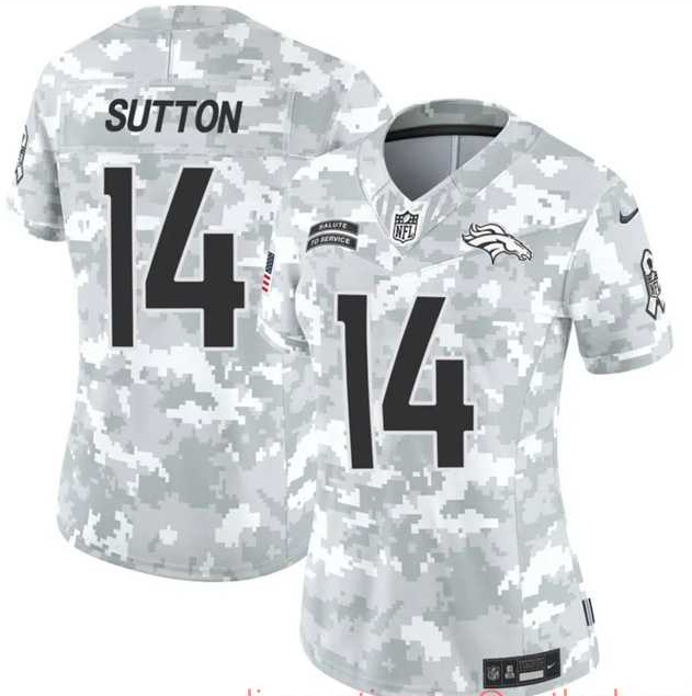 Womens Denver Broncos #14 Courtland Sutton 2024 F.U.S.E Arctic Camo Salute To Service Limited Stitched Jersey Dzhi